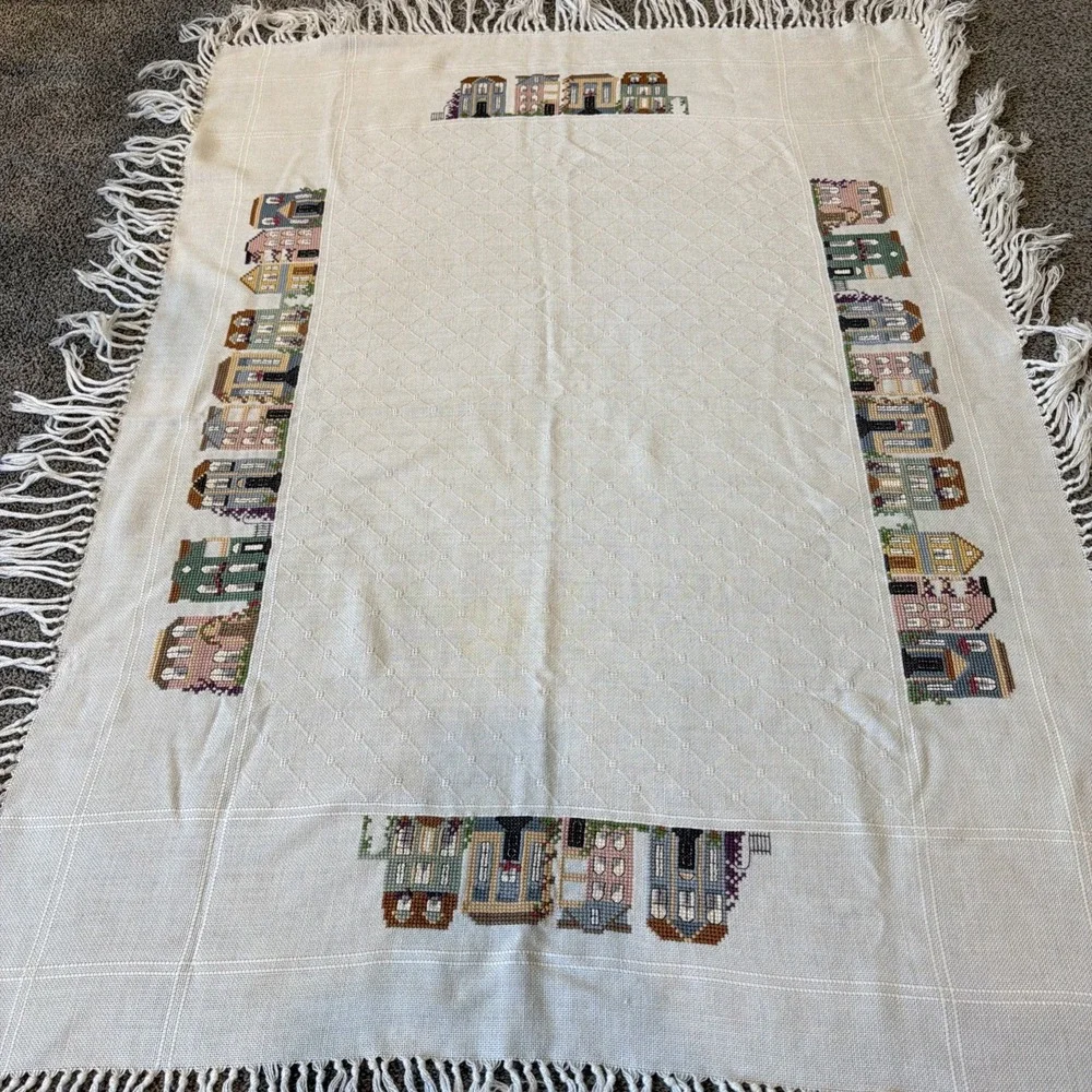 Handmade Cross Stitched Tablecloth 45